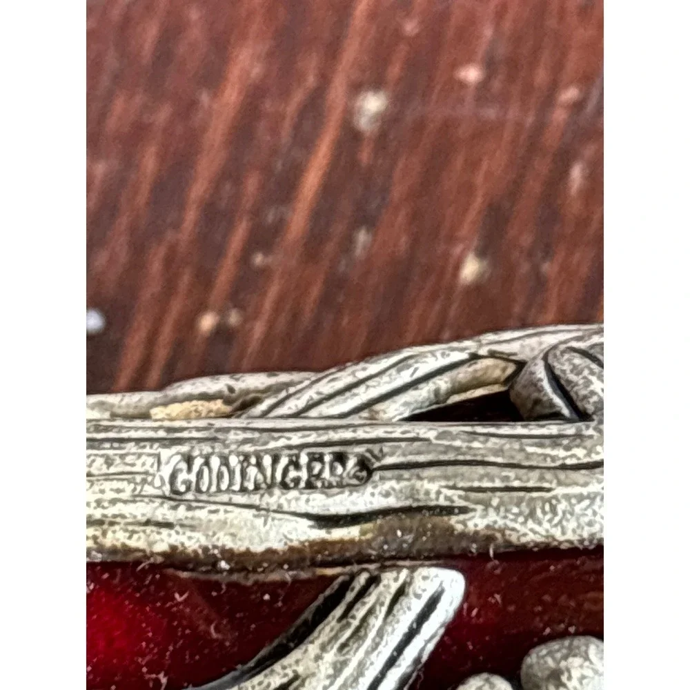Godinger Silver Art Grape Vine Red Handle Gold Tone Serrated Bread Cheese Knife